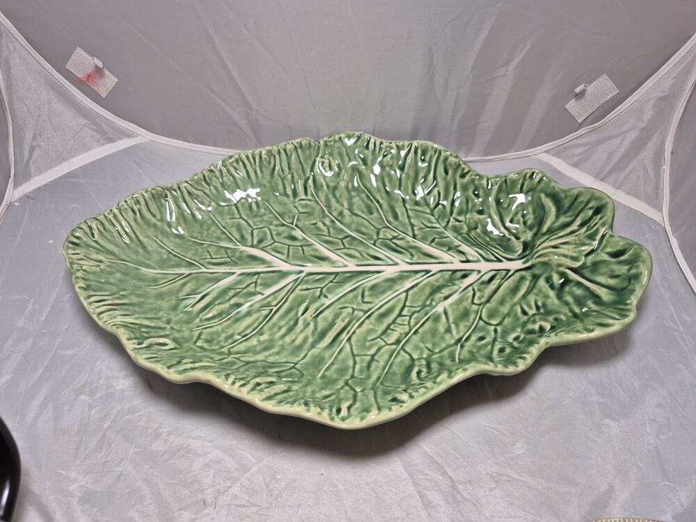 💥 Bordallo Pinheiro Portugal Cabbage Leaf Large 16”x10”Serving Platter Curved